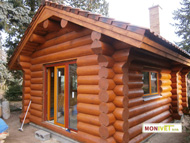 The log cabin is already fitted with doors and windows